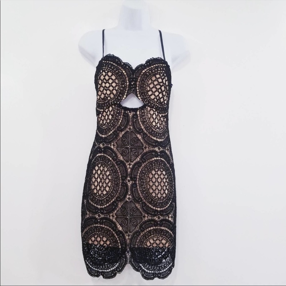 LUXXEL Black Cut-Out Racer Back Mini Dress